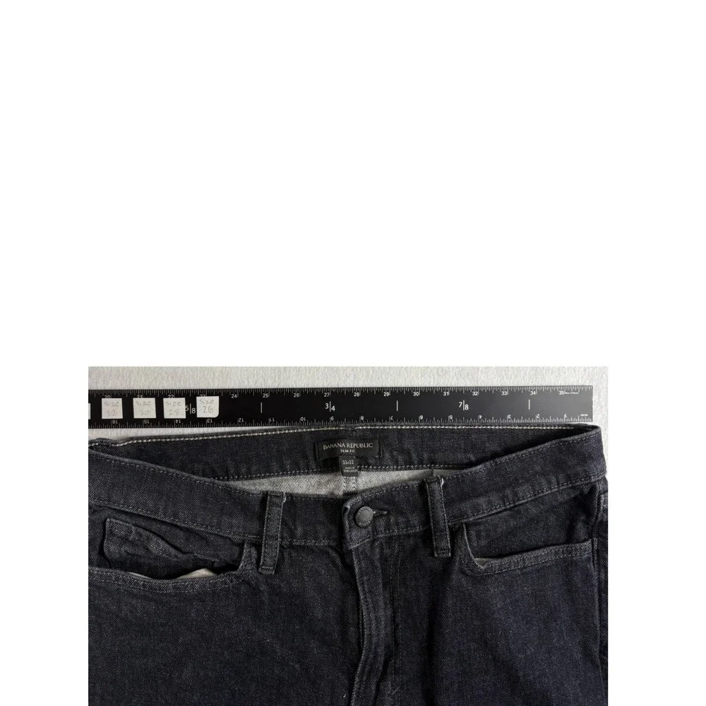 Banana Republic Slim Fit Jeans Mens 33x32 Blue Black Cotton Stretch Straight Leg